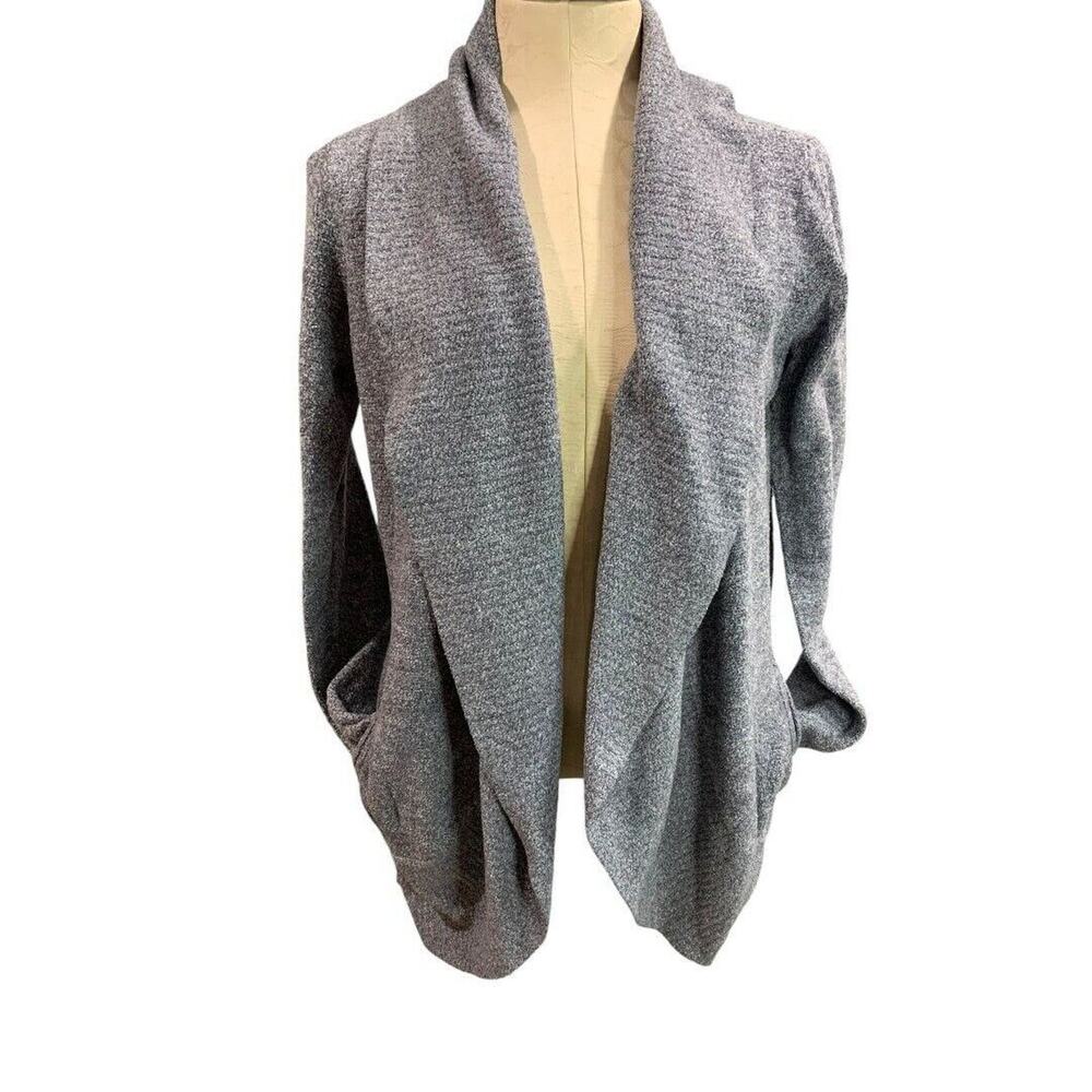 Medium Barefoot Dreams‎ Womens Cozychic Lite Circle Cardigan Open Charcoal Gray